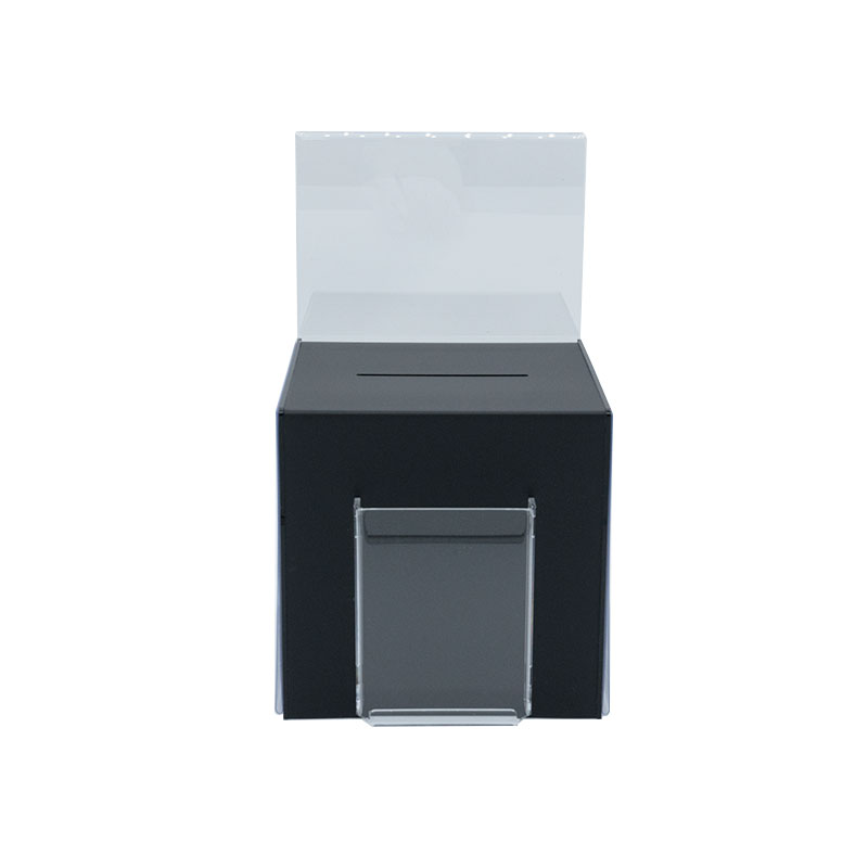 Acryleinwurfbox Schwarz Losbox Wahlbox leer vorne